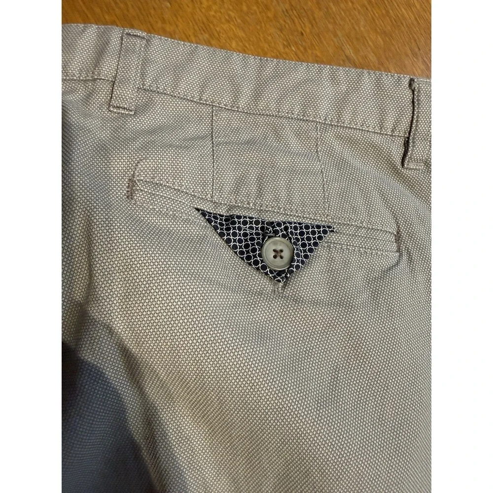Ted Baker London MMT Penguin Mens 34R Chino Trousers Tan Beige Micro Texture
